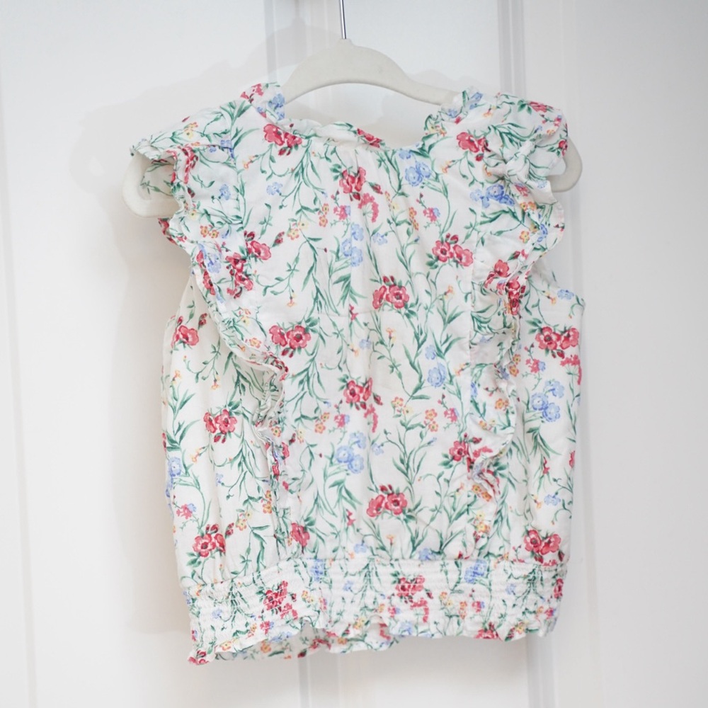 Janie and Jack Floral Kids Top - White and Multicolor